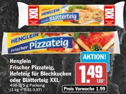 HIT Henglein Frischer Pizzateig, Hefeteig für Blechkuchen oder Blätterteig XXL Angebot