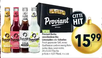 CITTI Markt BIO Proviant Berlin Limonaden oder Schorlen Angebot