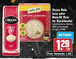 HIT Oryza Reis lose oder Reis-fit Reis im Kochbeutel Angebot
