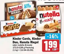 HIT Kinder Cards, Kinder Duo, Hanuta Riegel Angebot