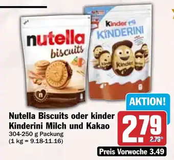 HIT Nutella Biscuits oder kinder Kinderini Milch und Kakao Angebot