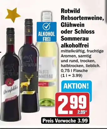 HIT Rotwild Rebsortenweine, Glühwein oder Schloss Sommerau alkoholfrei Angebot