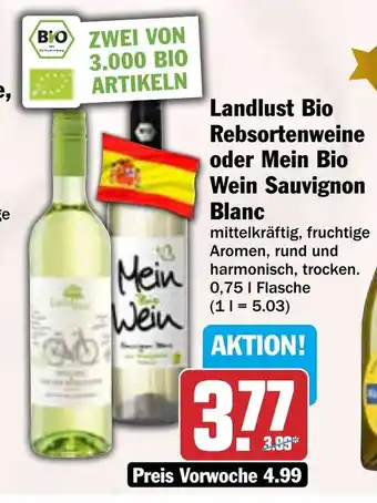 HIT Landlust Bio Rebsortenweine oder Mein Bio Wein Sauvignon Blanc Angebot