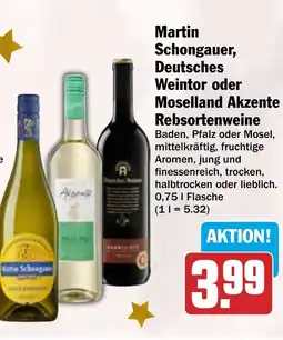 HIT Martin Schongauer, Deutsches Weintor oder Moselland Akzente Rebsortenweine Angebot