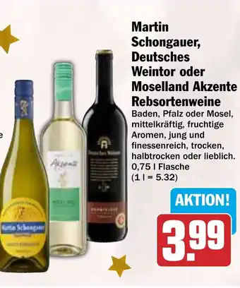 HIT Martin Schongauer, Deutsches Weintor oder Moselland Akzente Rebsortenweine Angebot