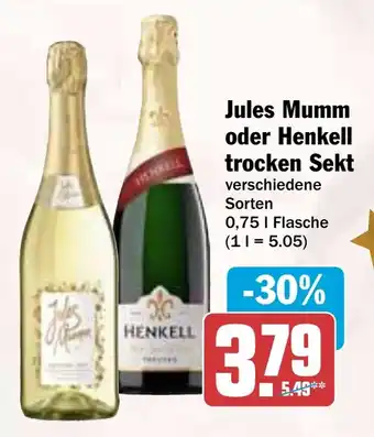 HIT Jules Mumm oder Henkell trocken Sekt Angebot