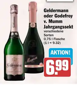 HIT Geldermann oder Godefroy v. Mumm Jahrgangssekt Angebot