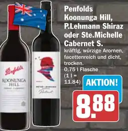 HIT Penfolds Koonunga Hill, P.Lehmann Shiraz oder Ste. Michelle Cabernet S. Angebot