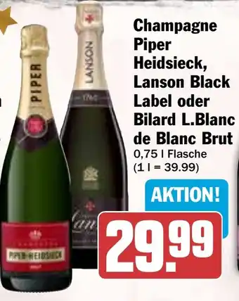 HIT Champagne Piper Heidsieck, Lanson Black Label oder Bilard L.Blanc de Blanc Brut Angebot