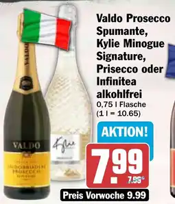 HIT Valdo Prosecco Spumante, Kylie Minogue Signature, Prisecco oder Infinitea alkohlfrei Angebot