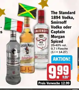 HIT The Standard 1894 Vodka, Smirnoff Vodka oder Captain Morgan Spiced Angebot