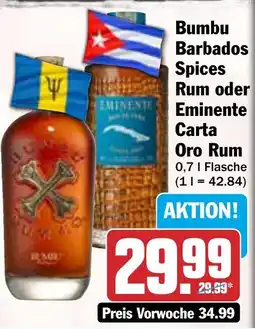HIT Bumbu Barbados Spices Mch Rum oder Eminente Carta Oro Rum Angebot
