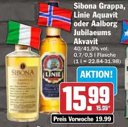 HIT Sibona Grappa, Linie Aquavit oder Aalborg Jubilaeums Akvavit Angebot