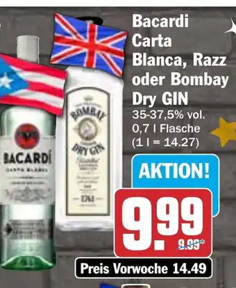 HIT Blanca, Razz oder Bombay Dry GIN Angebot