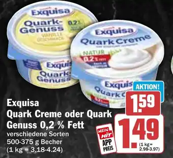 HIT Exquisa Quark Creme oder Quark Genuss 0,2% Fett Angebot