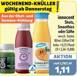 Aktiv Irma innocent Shots, Smoothies oder Säfte Angebot
