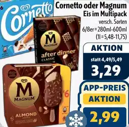 Aktiv Irma Cornetto oder Magnum Eis im Multipack Angebot
