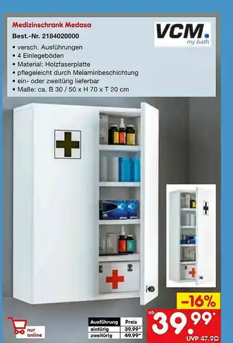 Netto Marken-Discount Medizinschrank Medasa Vcm Angebot