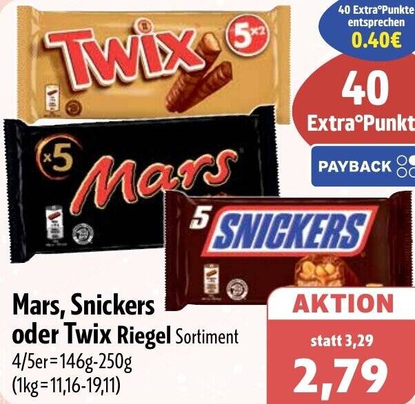 Mars, Snickers oder Twix Riegel 146-250 g Angebot bei Aktiv Irma