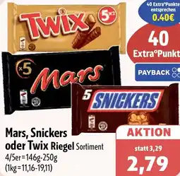 Aktiv Irma Mars, Snickers oder Twix Riegel Angebot