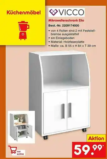 Netto Marken-Discount Vicco Mikrowellenschrank Elio Angebot