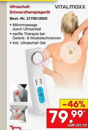 Netto Marken-Discount Ultraschall-schmerztherapiegerät Vitalmaxx Angebot