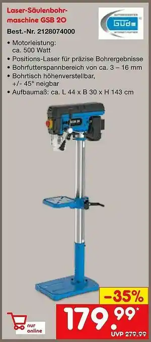 Netto Marken-Discount Laser-säulenbohrmaschine Gsb 20 Güde Angebot