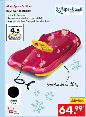 Netto Marken-Discount Alpen Space Schlitten Alpengaudi Angebot