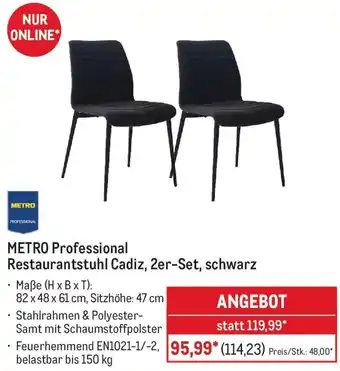 METRO Professional Restaurantstuhl Cadiz, 2er-Set, schwarz