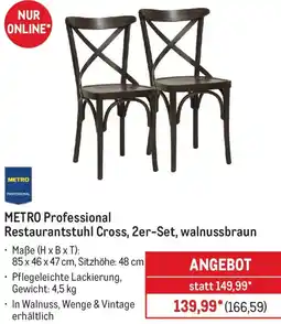 METRO METRO Professional Restaurantstuhl Cross, 2er-Set, walnussbraun Angebot