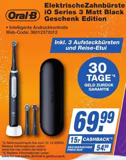 K+B Expert Oral-B Elektrische Zahnbürste iO Series 3 Matt Black Geschenk Edition Angebot