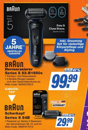 K+B Expert BRAUN Herrenrasierer Series 5 52-B1650s Angebot