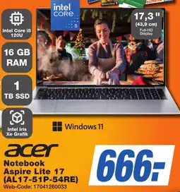 K+B Expert acer Notebook Aspire Lite 17 (AL17-51P-54RE) Angebot