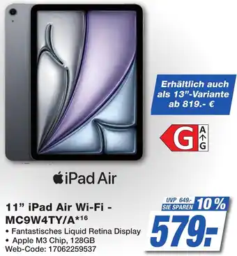 K+B Expert 11" iPad Air Wi-Fi MC9W4TY/A Angebot