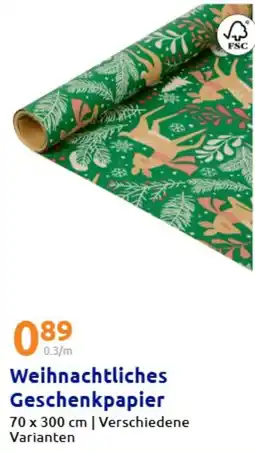 Action Weihnachtliches Geschenkpapier Angebot