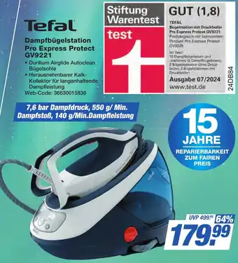 K+B Expert Tefal Dampfbügelstation Pro Express Protect GV9221 Angebot