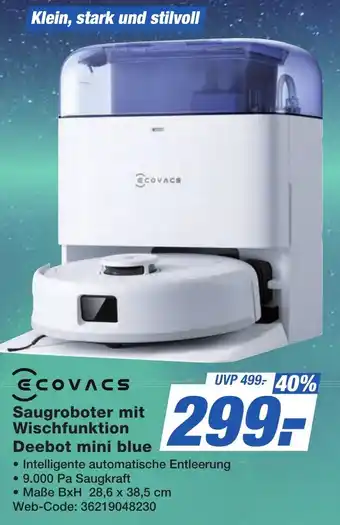 K+B Expert Ecovacs Saugroboter mit Wischfunktion Deebot mini blue Angebot