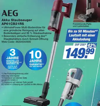 K+B Expert AEG Akku Staubsauger AP61CB21RS Angebot