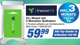 K+B Expert freenet TV CI+ Modul mit 3 Monaten Guthaben Angebot