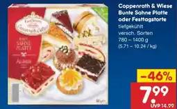 Netto Marken-Discount Coppenrath & Wiese Bunte Sahne Platte oder Festtagstorte Angebot