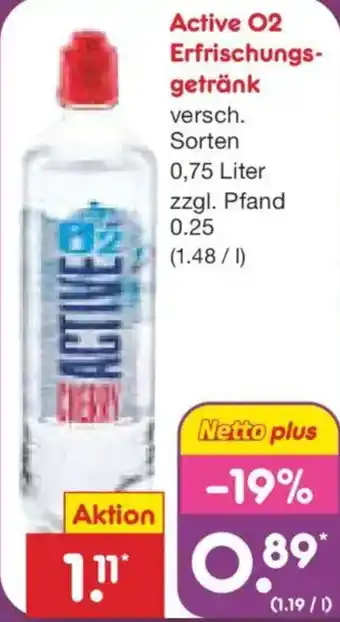 Netto Marken-Discount Active O2 Erfrischungsgetränk Angebot