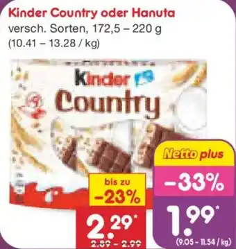 Netto Marken-Discount Kinder Country oder Hanuta Angebot