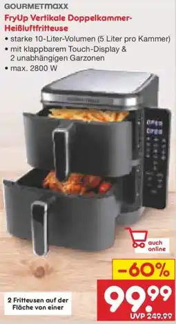 Netto Marken-Discount GOURMETMAXx FryUp Vertikale Doppelkammer Heißluftfritteuse Angebot