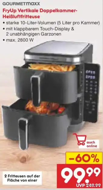 Netto Marken-Discount GOURMETMAXx FryUp Vertikale Doppelkammer Heißluftfritteuse Angebot
