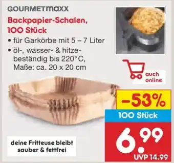 Netto Marken-Discount GOURMETmaxx Backpapier Schalen, 100 Stück Angebot