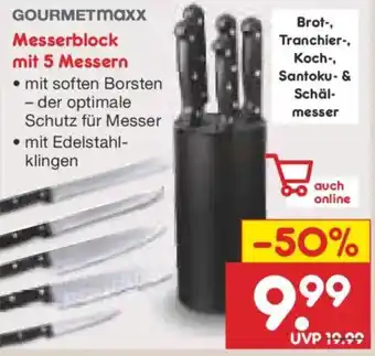 Netto Marken-Discount GOURMETMAXx Messerblock mit 5 Messern Angebot