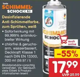 Netto Marken-Discount Tonis SCHIMMEL SCHOCK Desinfizierende Anti Schimmelfarbe, zum Sprühen, weiß Angebot