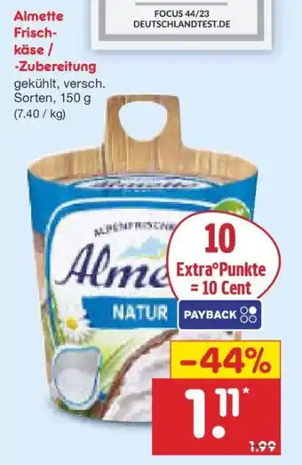 Netto Marken-Discount Almette Frisch käse / Zubereitung Angebot