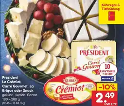 Netto Marken-Discount Président Le Crémiot, Carré Gourmet, La Brique oder Snack Angebot