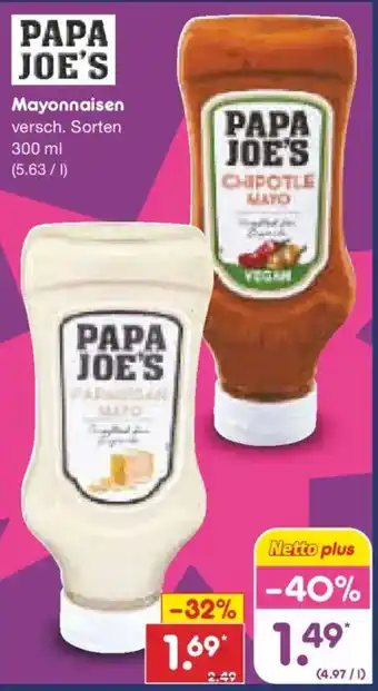 Netto Marken-Discount PAPA JOE'S Mayonnaisen Angebot